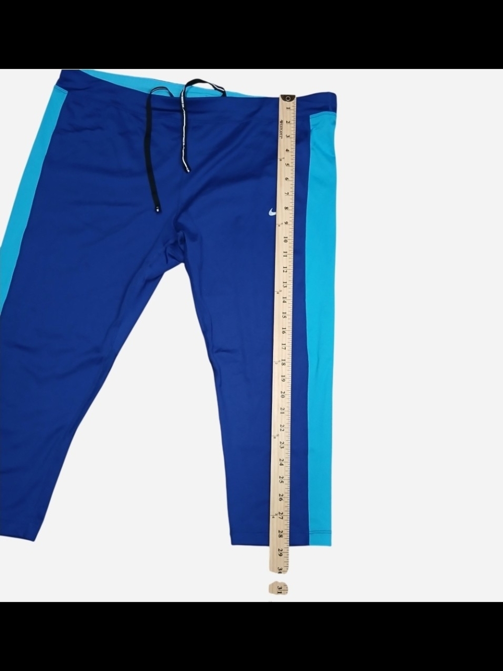 Nike Women's Royal Blue and Aqua Workout Capris with White Swoosh - Picture 4 of 7
